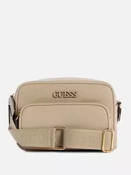 Сумка-кроссбоди Zinnia с застежкой-молнией сверху Guess Factory, серо-коричневый