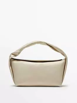 Сумка-круассан из кожи наппа Massimo Dutti, белый