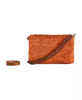 Сумка крючком Raphia с кожаными ремешками Ibeliv, оранжевый