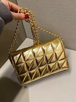 Сумка квадратная легкая деловая, золотой