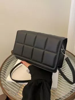 Сумка квадратная Mini в клетку, черный