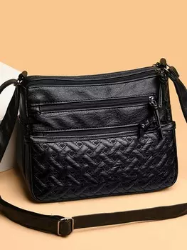 Сумка квадратная на молнии спереди, черный