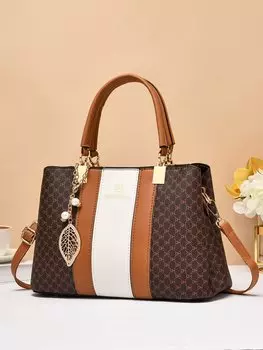 Сумка квадратная Old Moeny, коричневый / белый