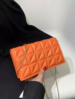 Сумка квадратная с цепочкой, оранжевый