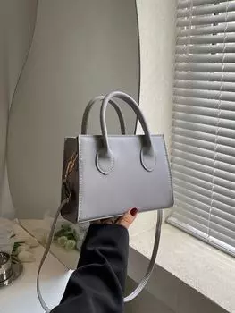 Сумка квадратная с двойной ручкой, серый