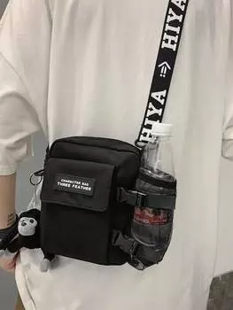 Сумка квадратная с пряжкой и украшением, черный