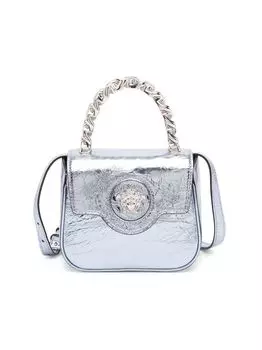 Сумка La Vacanza Mini Medusa из металлизированной кожи с ручкой сверху Versace