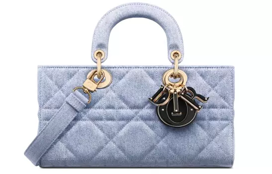 Сумка Lady D JOY Denim Lady Dior, сумка через плечо, женская, среднего размера, синяя