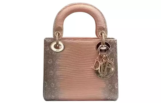 Сумка Lady Dior из кожи ящерицы Lady Dior, сумка на плечо, мини-сумка женская, розовая