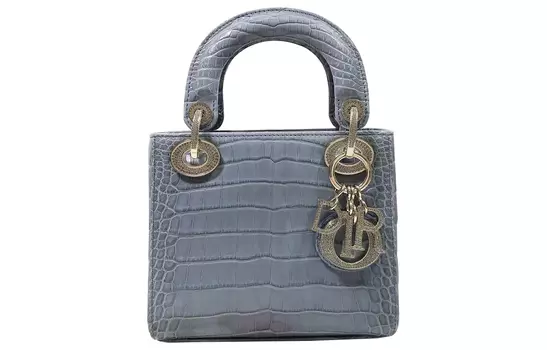 Сумка Lady Dior из крокодиловой кожи Dior, сумка через плечо, мини-сумка женская, светло-голубая