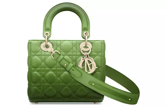 Сумка Lady Dior из овчины, сумка через плечо, маленькая женская, градиентно-зеленая