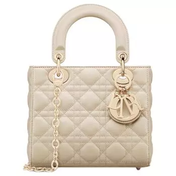 Сумка Lady Dior из овчины, сумка через плечо, женская сумка-труба, серо-слоновая кость