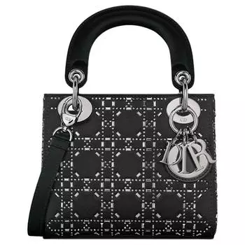 Сумка Lady Dior Satin Lady Dior, сумка через плечо, женская мини-сумка, черная