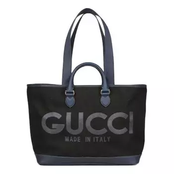 Сумка large tote bag with print 'black' Gucci, черный