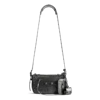Сумка le cagole xs flap bag metallized 'metalic grey' Balenciaga, серый