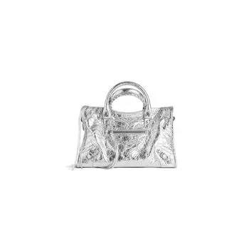 Сумка Le City Small металлизированная BALENCIAGA, серебряный
