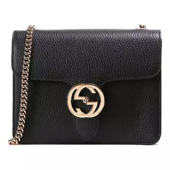 Сумка leather organ satchel single shoulder bag black Gucci, черный
