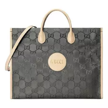 Сумка logo patternprint off the gridseries tote handholdbag darkgray Gucci, серый