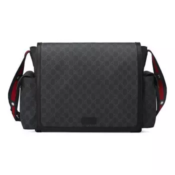 Сумка logo stripe messenger bag gray black Gucci, черный