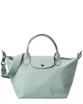 Сумка Longchamp Le Pliage Extra Small из кожи с короткой ручкой и ремешком, синий