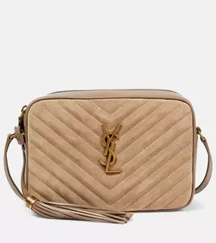 Сумка Lou из замши и кожи Saint Laurent, бежевый