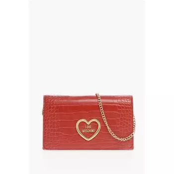 Сумка LOVE из искусственной кожи с эффектом крокодила и цепочкой на плечо S Moschino, красный