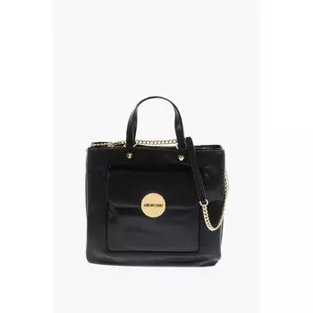 Сумка LOVE из искусственной кожи с ручкой-монограммой и съемным креплением Moschino, Black