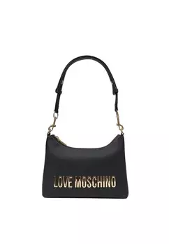 Сумка Love Moschino хобо с золотым логотипом, черный