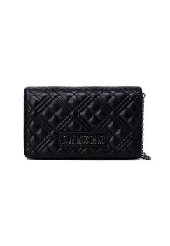 Сумка Love Moschino МАЛЕНЬКИЙ СТЕГАНЫЙ ЛОГОТИП, цвет black silver