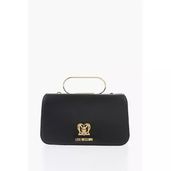 Сумка LOVE однотонного цвета со съемной ручкой из искусственного меха Moschino, Black
