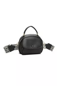 Сумка Mae через плечо из искусственной кожи с тройными отделениями, ручкой сверху и холщовым ремешком Fontanella Fashion, черный