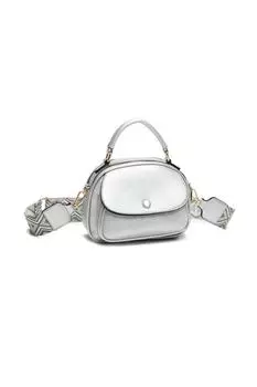 Сумка Mae через плечо из искусственной кожи с тройными отделениями, ручкой сверху и холщовым ремешком Fontanella Fashion, серебро