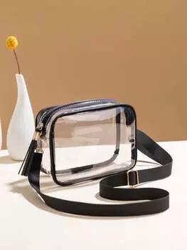 Сумка маленькая квадратная, прозрачный / черный