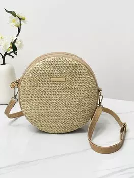 Сумка маленькая соломенная, хаки