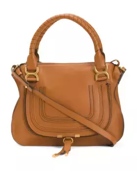 Сумка Marcie среднего размера из телячьей кожи итальянского производства с двойной ручкой для переноски Chloe, цвет Tan