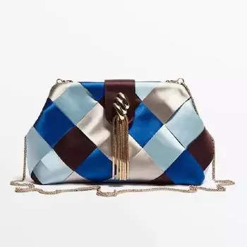 Сумка Massimo Dutti Multicoloured Satin Studio, синий