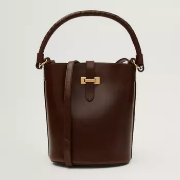 Сумка Massimo Dutti Nappa Leather Mini Bucket With Buckle, коричневый