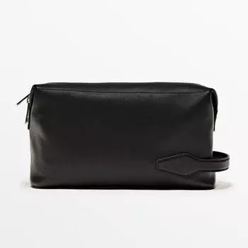 Сумка Massimo Dutti Nappa Leather Toiletry, черный