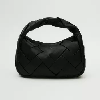 Сумка Massimo Dutti Nappa Leather Woven Croissant, черный