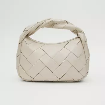 Сумка Massimo Dutti Nappa Leather Woven Croissant, белый