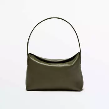 Сумка Massimo Dutti New ‘90s Nappa Leather, хаки