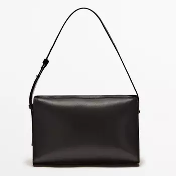 Сумка Massimo Dutti Plain Leather Shoulder, черный
