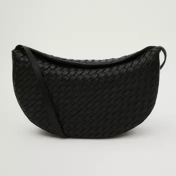 Сумка Massimo Dutti Plaited Nappa Leather Half-moon, черный