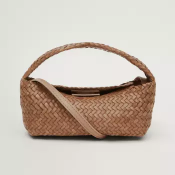 Сумка Massimo Dutti Woven Nappa Leather Mini, бежевый