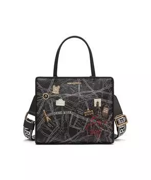 Сумка maybelle satchel travel с принтом и значками KARL LAGERFELD PARIS, черный
