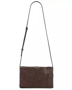 Сумка Medium Cassette Urban Leather Wave Bottega Veneta, светло-коричневый/серебряный