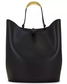 Сумка Medium Double Clam Bucket Urban Leather Bottega Veneta, черный