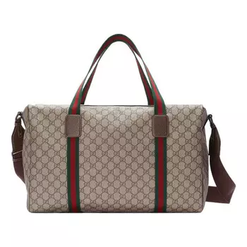 Сумка medium duffle bag with web 'beige brown' Gucci, бежевый