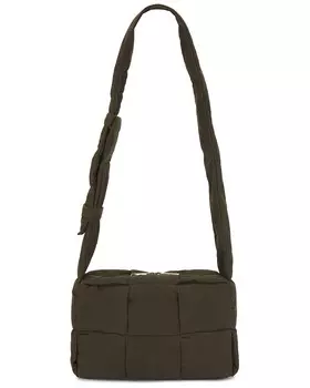 Сумка Medium Padded Tech Cassette Waxed Canvas Bottega Veneta, оливковый/серебряный