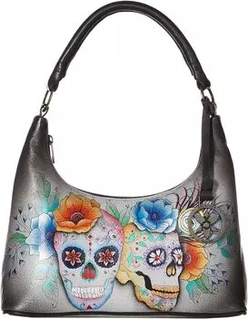 Сумка Medium Top Zip Hobo 371 Anuschka, цвет Calaveras de Azcar